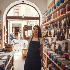 Vibrant marketplace with diverse vendors and products